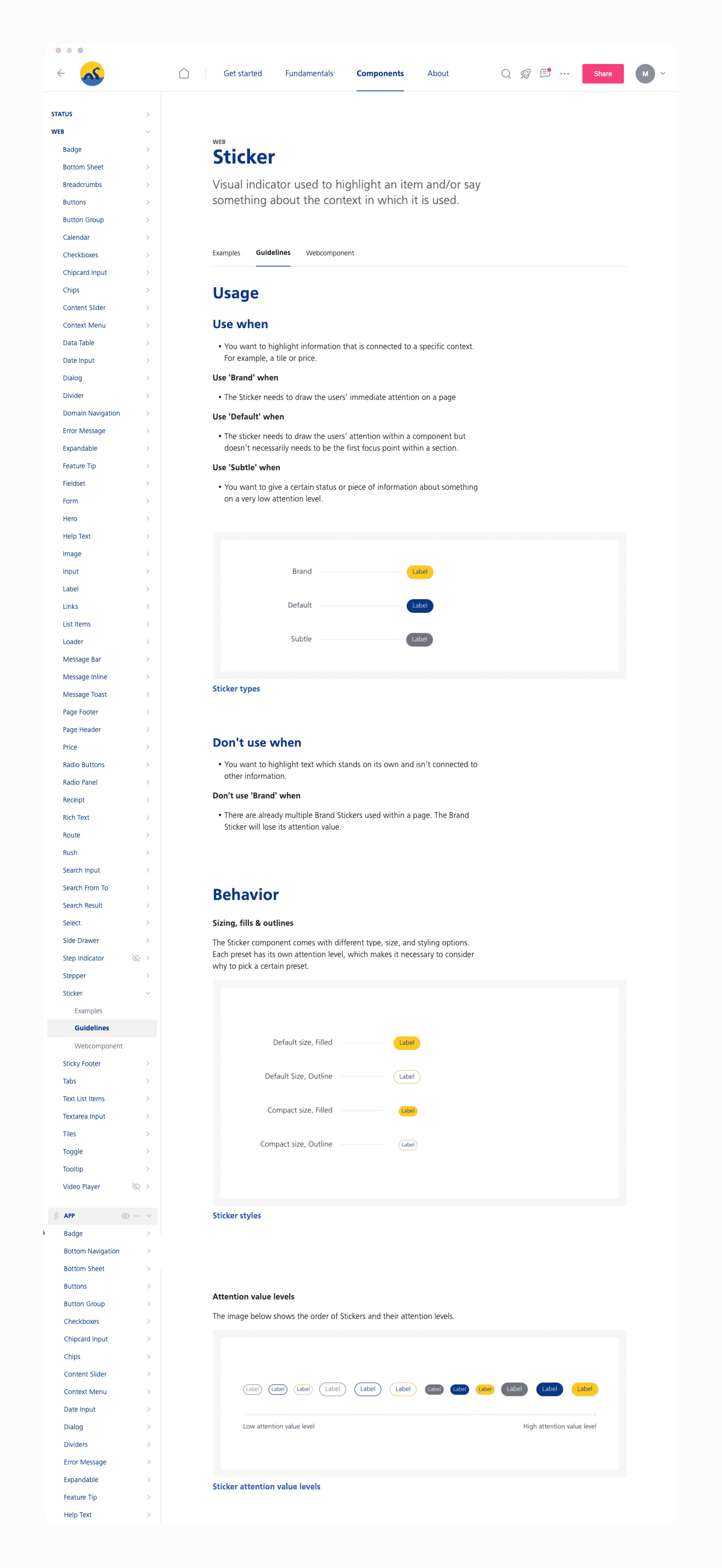Screenshot of a Zeroheight component page