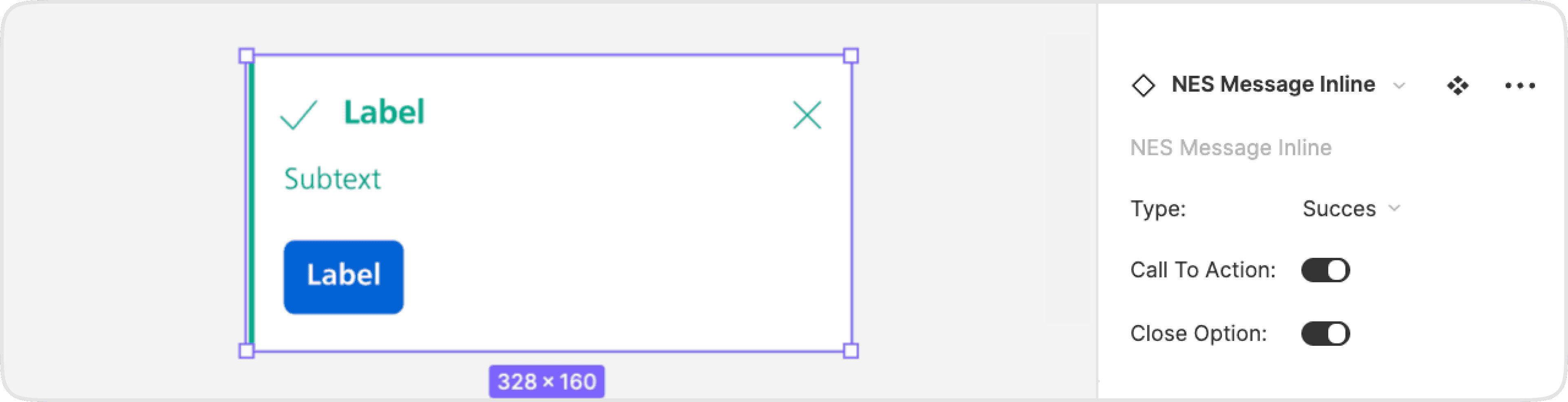 Properties and values of the Message Inline component